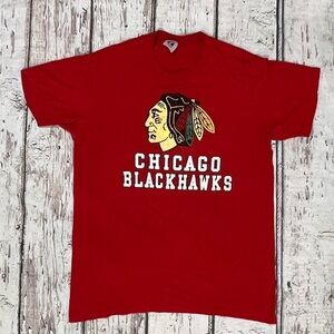 Vintage 1980s Chicago Blackhawks NHL Hockey Logo 7 Tee Tshirt